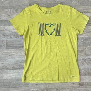 Life Is Good Bright Green/Yellow Short Sleeve Mom T-Shirt Size Large L13